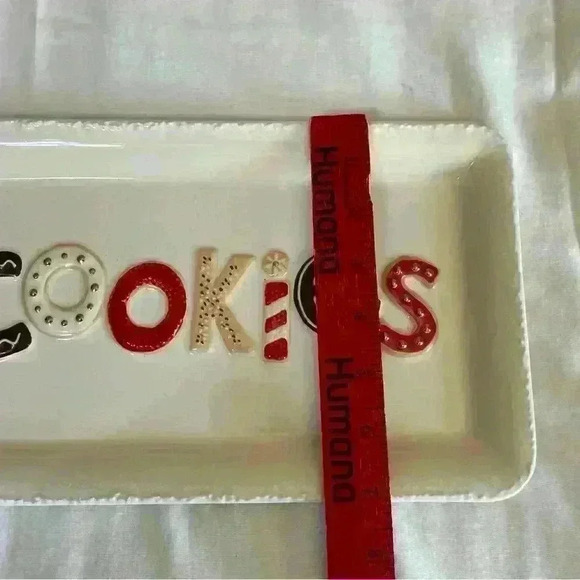 Hallmark Ceramic Christmas Cookie Exchange 12"x7" Rectangle Serving Tray Holiday - Picture 3 of 4